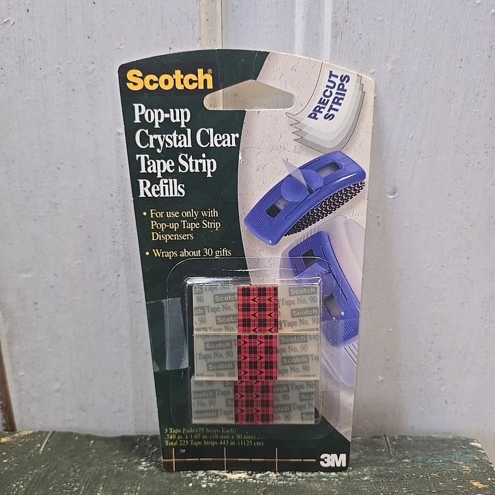 Scotch Pop-up Crystal Clear Tape Strip Refills 3 Tape Pads 225 Precut Strips New
